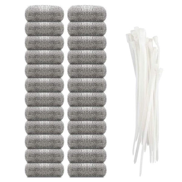 SUNHE YHK 24 Pieces Lint Traps Stainless Steel Washing Machine Lint Snare Traps, Washer Hose Lint Traps with 24 pcs Cable Ties