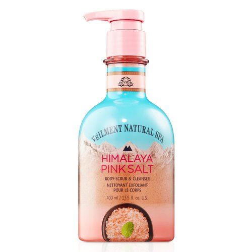 VEILMENT NATURAL HIMALAYA PINK SALT SPA 2-in1 BODY WASH & BODY SCRUB(13.53fl.oz) - Natural Exfoliating Salt Scrub for Deep Cleansing - Exfoliate & Moisturize Skin Polishes