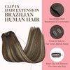GOO GOO Clip in Hair Extensions Real Human Hair, Remy Human Hair Extensions Clip ins for Women, Natural Human Hair, 20inch 120g 7Pcs, 4/26/4 Balayage Chocolate Brown to Honey Blonde