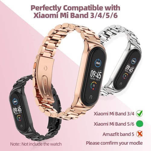 MIJOBS Mi Band 7 Mi Band 6 Strap for Xiaomi Mi Band 5 4 3, Stainless Steel Watch Band Metal Replacement Bracelet Wristband for Mi Smart Band 5
