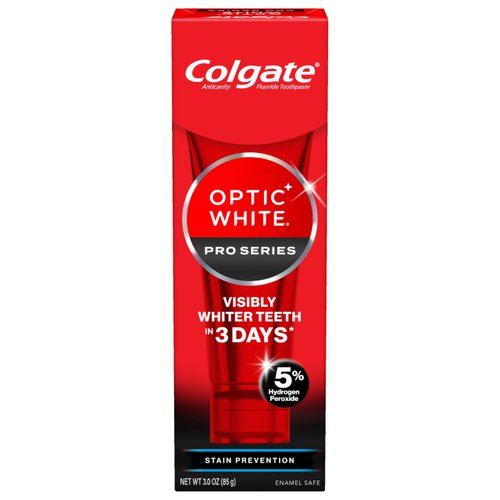 Colgate Optic White Pro Series Stain Prevention Hydrogen Peroxide Toothpaste, Teeth Whitening Toothpaste, Effectively Removes Tea, Coffee, and Wine Stains, Enamel-Safe for Daily Use, 3.0 oz