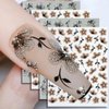 Glitter Flower Nail Art Stickers 5D Black Silver Flower Nail Stickers 3D Black Gold Flower Stickers for Nails Floral Nail Decals for Nail Art Supplies Jelly Blossom Sticker Nails Petals Nail Decor