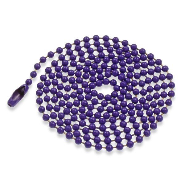 Hackberry Creek Purple Ball Chain Necklace - 30" Steel Bead Chain - 2.4mm #3 Military Dog Tag - Durable Epoxy Coated - Customizable for Charms & Pendants