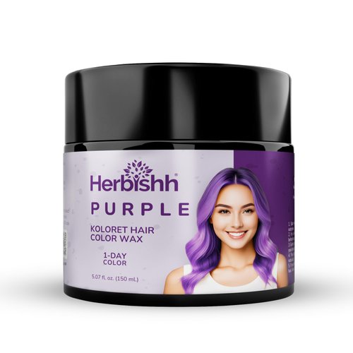 Herbishh Koloret Temporary Hair Color Wax, Purple Hair Dye, Instant Hair Color Wax Washable, Vegan Hair Color, Hair Paint, Temporary Hair Dye, DIY Temporary Hair Color for Kids, Men & Women 5.07 fl