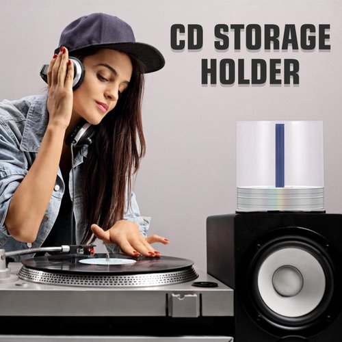 Homoyoyo 2Pcs Empty CD DVD Cake Box:CD Cake Spindle Plastic CD Storage Box Case 100 Discs DVD Storage for Home Office Easy to Open Clear with Black Base PP Travel