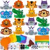 Winlyn 24 Sets Jungle Animal Headbands Craft Kits Safari Animal Crown Art Sets DIY Zoo Animal Party Headbands Animal Foam Stickers for Kids Jungle Safari Birthday Activities Party Favors Decorations