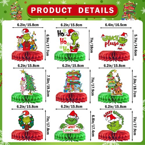 Whoville Christmas Decorations Christmas Honeycomb Centerpieces Whoville Decorations for Christmas Party Table Decorations Naughty Christmas Decorations Christmas Party Supplies