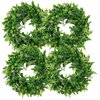 LSKYTOP 4 Pack Boxwood Wreath Round Wreath Artificial Wreath Green Leaves Wreath Door Wall Window Decoration,12Inch/PC