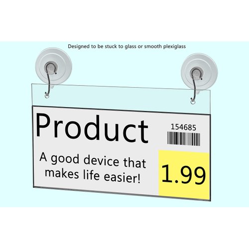 Marketing Holders Window Mount Sign Holder for 8.75 x 4 Inch Permits Certifications and Licenses in Hair Nail Salons and Offices Landscape Double Sided View Clear Acrylic with Suction Cup Hooks