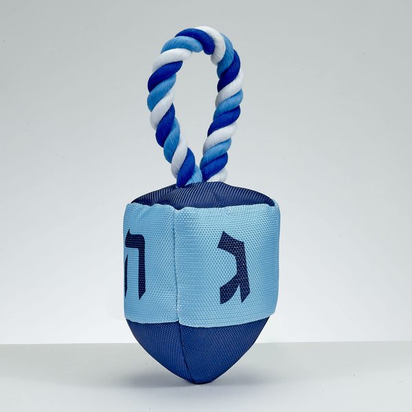 "Chewdaica"™ Oxford Dreidel Squeaky Dog Toy With Rope