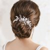 Bride Wedding Hair Comb Pearl Flower Hair Piece Rhinestone Bridal Hair Accessories for Women (Silver)