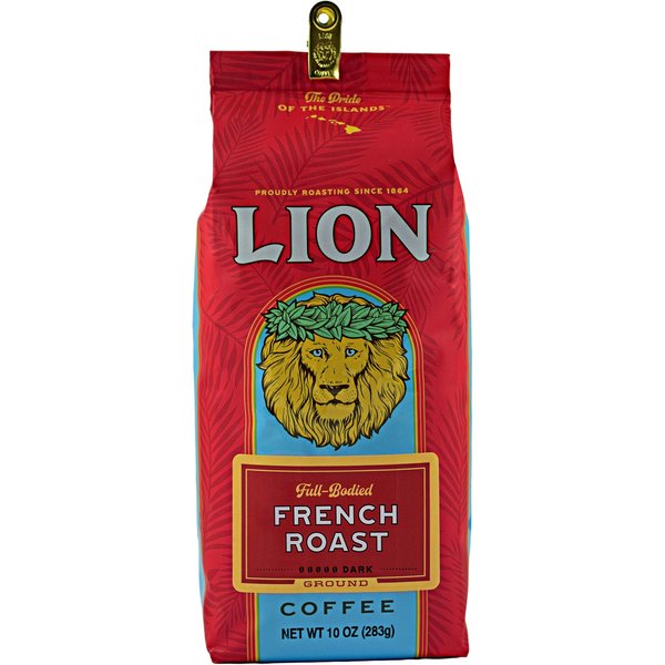 Lion Coffee French Roast, Dark Roast Ground Coffee, A Taste of Aloha - 10 Ounce Bag