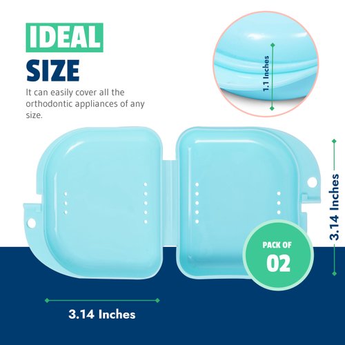 Mrs. Odonto Orthodontic 32 Pcs Retainer Case - Mouth Guard Case Holder with Vent Holes - Cute Denture case with Tight Snap Lock-Durable Retainer Container case for Travel, Household & Office
