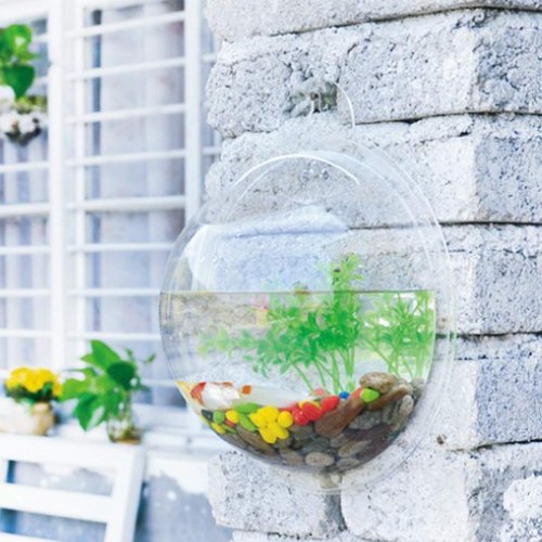 Alipis Fish Tank Wall Mounted Acrylic Fish Bowl Fish Bubble Betta Fish Tank, Wall Hanging Plant Terrarium Hydroponic Pot for Air Plant Wall Fish Tank Aq