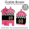 Big Dot of Happiness Chic 40th Birthday - Pink, Black and Gold - Treat Box Party Favors - Birthday Party Goodie Gable Boxes - Set of 12
