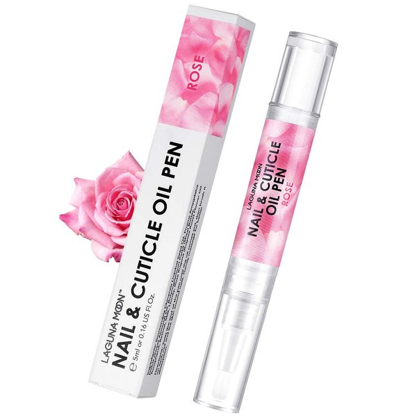 Lagunamoon Cuticle Oil Pen for Nail Nail Oil for Nail Care & Nail Growth - Nourish, Soothe & Moisturize Damaged Nails - Rose, 5 ml