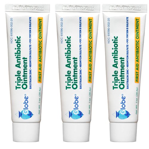 Globe (3 Pack 1oz Triple Antibiotic Ointment, First Aid Ointment for Minor Scratches and Wounds and Prevents Infection, Compare to The Active Ingredients of Leading Brand (3 Pack)