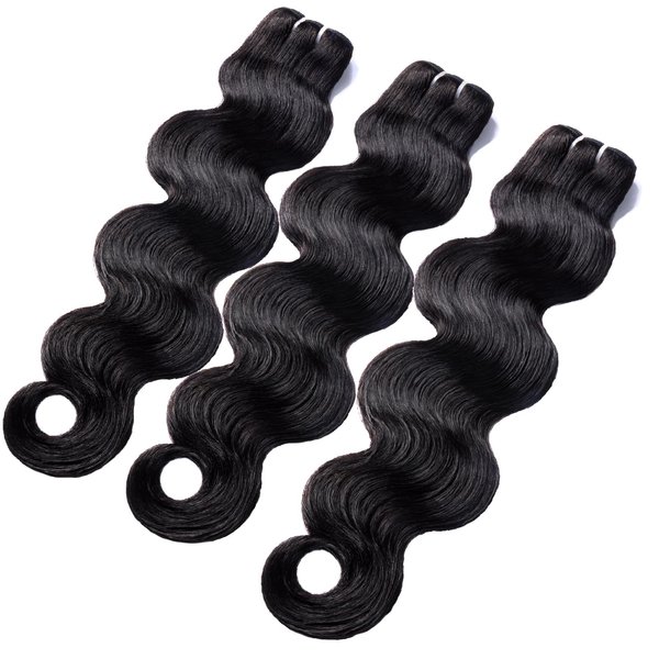LYOLKSER 15A 100% human hair bundles body wave bundles human hair 18 20 22 inch 3 bundles unprocessed indian remy raw human hair extensions for black women real human hair for hair salon