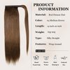 JIAMEISI Ponytail Extension Human Hair Wrap Around Clip in Hair Piece Ponytail Extension Human Hair Straight Ponytail Hair Extensions with Magic Paste 70G 16 Inch #4 Medium Brown