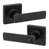 Kwikset Breton Interior Privacy Door Handle with Lock, Door Lever For Bathroom and Bedroom, Matte Black Reversible Keyless Turn Lock, with Microban Protection