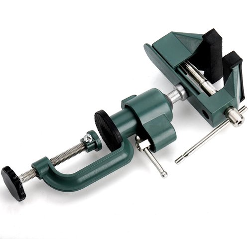 Fasmov Swivel 3" Universal Table Vise Tilts Rotate 360° Universal Work, Table Vice Portable for Workbench, Home, Drilling, Woodworking, and More, Green
