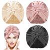 3 Pieces Silk Hair Wrap for Sleeping Women Bonnet Silk Sleeping Bonnet Elastic Hair Care Sleep Cap for Natural Curly Hair (Champagne, Black, Rose Gold)