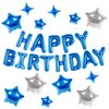 CANREVEL Happy Birthday Banner 13pcs 16 Inch Mylar Foil Letters with 12pcs Star Balloons Birthday Party Decorations for Kids and Adults - 3D Blue
