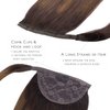 WENNALIFE Ponytail Hair Extension, 16 Inch 80g Dark Brown Mixed Chestnut Brown Ponytail Extension Human Hair Clip in Wrap Around Remy Human Hair Extension Hairpieces