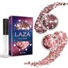 Laza 2 Jars Body Glitter for Valentine’s Day Hair Accessories Iridescent Chunky Sequins with Glitter Glue for Women Makeup Face Paint Festival Rave Outfits Party Costumes - Blooming Rose