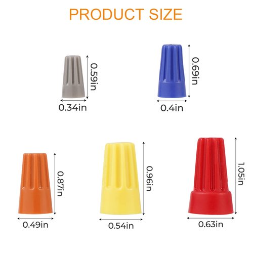 Crweety 600PCS Wire Connectors Nuts 18-16 AWG Electric Wire Caps Insulating Insert Twist Electrical Wire Connectors Orange Wire Assortment Nuts for Quick Connection