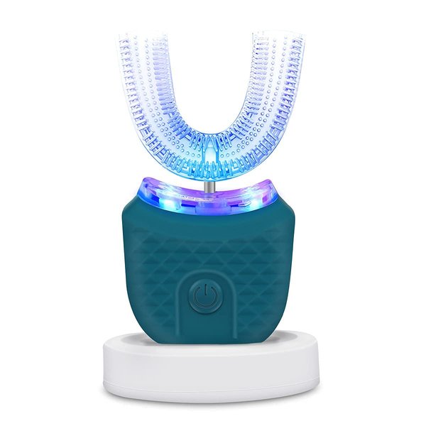 Ultrasonic Electric Toothbrush, U Shaped Automatic Toothbrush for Adults 360° Whole Mouth Toothbrush Whitening Wireless Charging IPX7 Waterproof