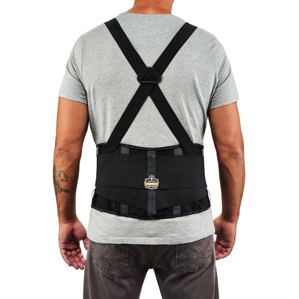 Ergodyne ProFlex 2000SF Back Support Brace, 8.5" Spandex, V-Shape Design and Patented Stays for Added Support, XL,Black