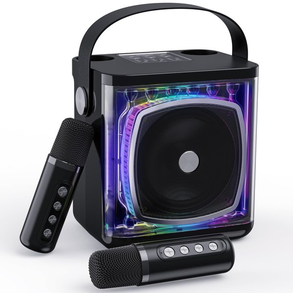 BESCOST Mini Karaoke Machine for Kids Adults, Portable Bluetooth Speaker with 2 Wireless Microphones, Kids Karaoke Machine for Girls Boys, Toys Birthday Gifts for 3-12+ Years Old Toddler (Blue)