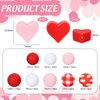 JarThenaAMCS 105Pcs Valentine’s Day Silicone Beads Heart Shape Loose Spacer Beads with Elastic Rope Red Pink White Plaid Dots Round Beads for DIY Crafts Jewelry Necklaces Keychain Making