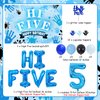 Hi Five Birthday Party Decorations Boy, Blue 5th Birthday Decorations Backdrop Cake Cupcake Topper Blue Black Balloon Number 5 High Five Foil Balloon for Boy 5 Year Old Birthday Party