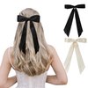 juyght 2PCS Double layer Ribbon Hair Clips Bowknot with Long Tail Bow Hair Clips Tassel Bowknot Hair Clips with Long Tail Hair Clips for girls with Bowknot Clips Women Ribbon for Hair Barrettes Clip