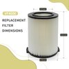 VF4000 Replacement Filter for Ridgid 72947 Wet Dry Vac 5 to 20-Gallon 6-9 Gal Husky Craftsman 17816 Vacuum Compatible WD5500 WD0671 WD1270 RV2400A RV2600B Washable & Reusable Standard Wet/dry Vac Filt