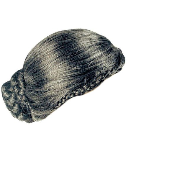 Better Version Old Lady Bun Color Dark Grey - Lacey Wigs Psycho Grandma Tight Braids 19th Century Bundle MaxWigs Costume Wig Care Guide