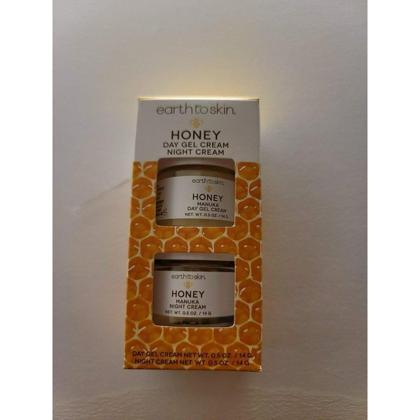 Earth To Skin Honey Manuka Mini Duo Set Day Gel Cream (0.5 Fl Oz) and Night Cream (0.5 Fl Oz) with Hyaluronic Acid & Vitamin E, All-Day & Night Hydration for Face and Neck (2 Pack)