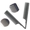 Heat Resistant Rat Tail Combs for Flat Iron Straightening, 2 Pieces Carbon Fiber Anti Static Styling Combs for Women, Fine and Wide Teeth, Black