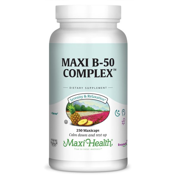 Maxi-Health Vitamin B-50 Complex - with Inositol & Biotin - Stress Formula - 250 Capsules - Kosher