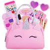 Pretend Play Makeup Kit for Little Girls with Unicorn Purse : Fake (Not Real) Make up Toy Set for Toddler and Kids - Includes Phone with Sounds, Princess Birthday Gift Set for Ages 3 4 5 6 7 8 Years