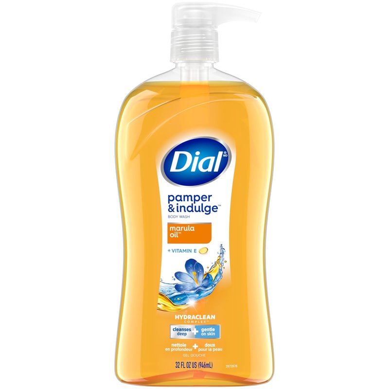 Dial Body Wash, Pamper & Indulge Marula Oil, 32 Fl Oz, Hydraclean Complex & Vitamin E, Gentle, Le...