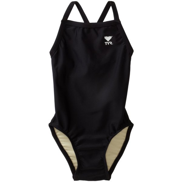 TYR Sport Girls' Solid Diamondback Swim Suit (Black, 20)