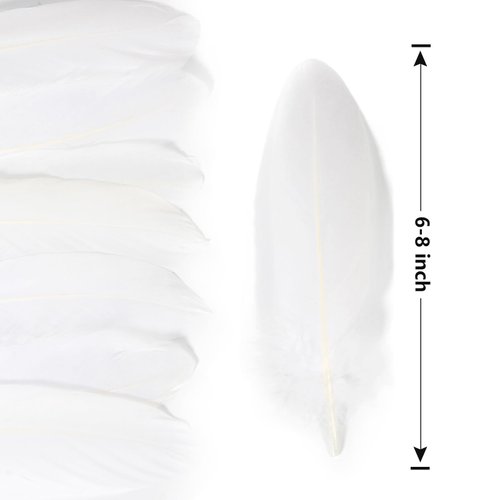 THARAHT 120pcs White Goose Feathers Natural Bulk 6-8 inch 15-20cm for Crafts DIY Cosplay Wedding Party Halloween Decoration Goose Nagoire Feathers