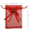 Ankirol 50pcs Sheer Organza Favor Bags for Wedding 3.8x4.8'' Gift Bags Samples Display Drawstring Rose Pouches (hot red)