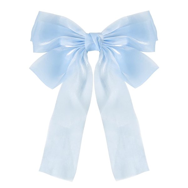 Big Bow Hair Barrettes for Women Girls Blue Bowknot Hair Clips for Long Hair Accessories Elegant Bow-kont for Girls Weeding Birthday Party Decorations Ribbon Hair Bow