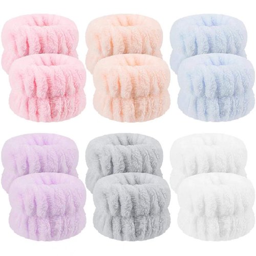 12Pcs Wrist Washband Set, Anmieciu Face Washing Wristbands, Microfiber Wrist Spa Wash Washband, Wrist Towels for Washing Face, Prevent Liquid from Spilling Down Your Arms.