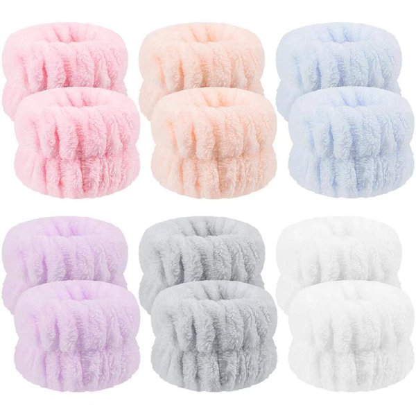 12Pcs Wrist Washband Set, Anmieciu Face Washing Wristbands, Microfiber Wrist Spa Wash Washband, Wrist Towels for Washing Face, Prevent Liquid from Spilling Down Your Arms.