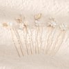 Wedding U Hair Pins for Flower Girl White and Gold Hair Clip for Bridesmaid 5 Pieces Gold Leaf and White Flower Wedding Hair Pieces for Bride and Flower Girls Hair Accessories